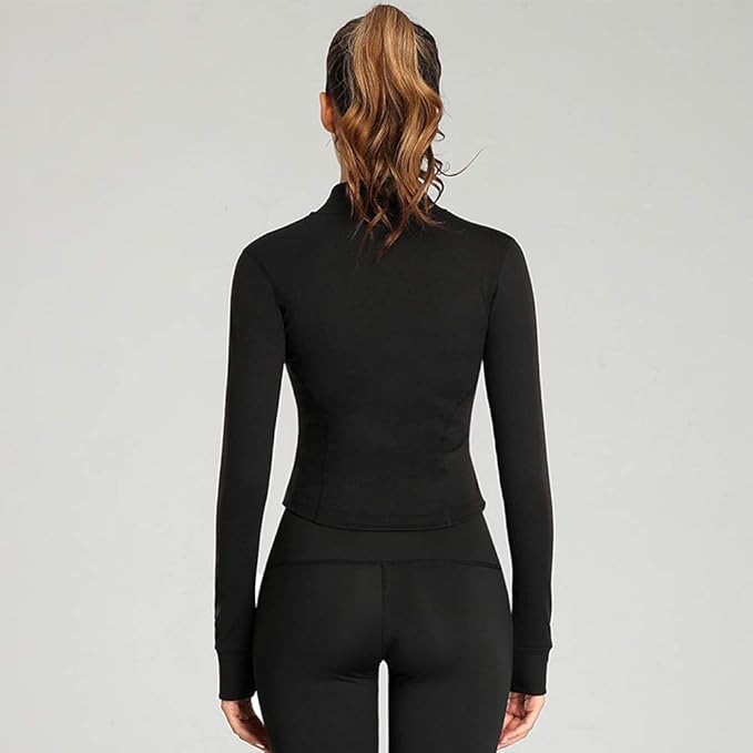 Lviefent Womens Lightweight Full Zip Running Track Jacket Workout Slim Fit Yoga Sportwear with Thumb Holes - Image 3