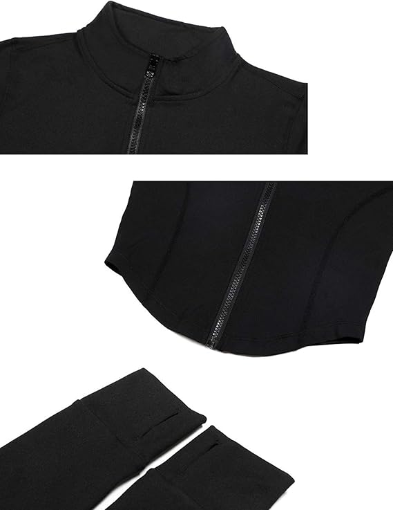 Lviefent Womens Lightweight Full Zip Running Track Jacket Workout Slim Fit Yoga Sportwear with Thumb Holes - Image 2