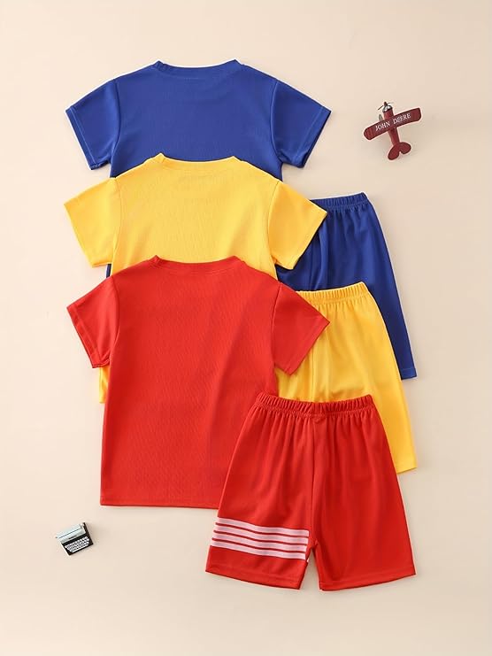 Boys' Active Shorts Set 6 Pieces T-Shirt and Quick Drying Shorts Summer Activewear Sets 4-12Y - Image 6