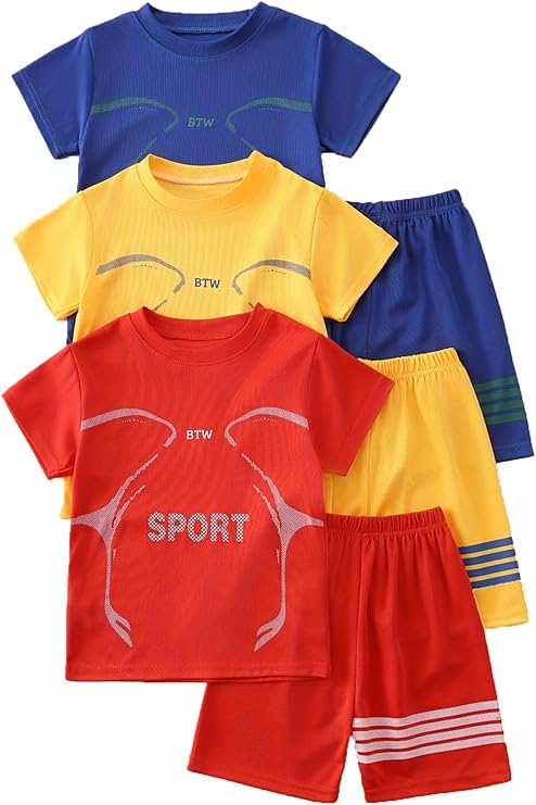 Boys' Active Shorts Set 6 Pieces T-Shirt and Quick Drying Shorts Summer Activewear Sets 4-12Y - Image 7