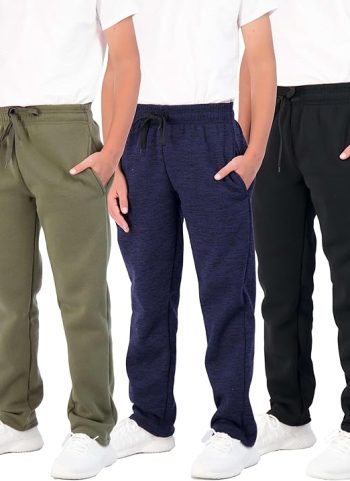 PURE CHAMP 3Pk Boys Sweatpants Fleece Athletic Workout Kids Clothes Boys Joggers with Zipper Pocket and Drawstring Size 4-20