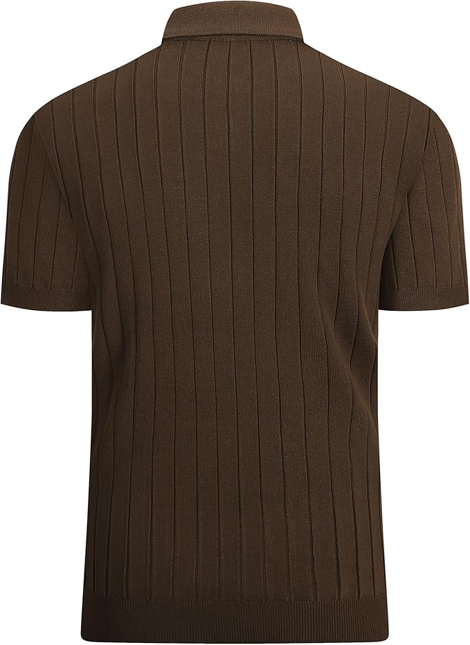 Alex Vando Mens Knit Polo Shirts Casual Short Sleeve Johnny Collar Golf Shirts - Image 2