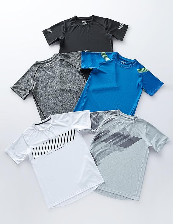 5 Pack Boys Athletic Shirts, Youth Activewear Dry Fit Tshirts for Kids, Short Sleeve Tees, Bulk Athletic Performance Clothing - Image 6