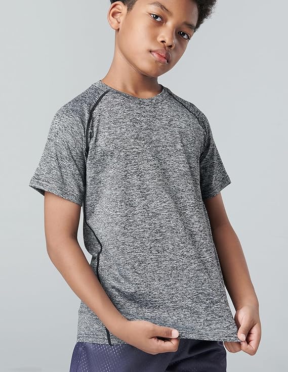 5 Pack Boys Athletic Shirts, Youth Activewear Dry Fit Tshirts for Kids, Short Sleeve Tees, Bulk Athletic Performance Clothing - Image 5